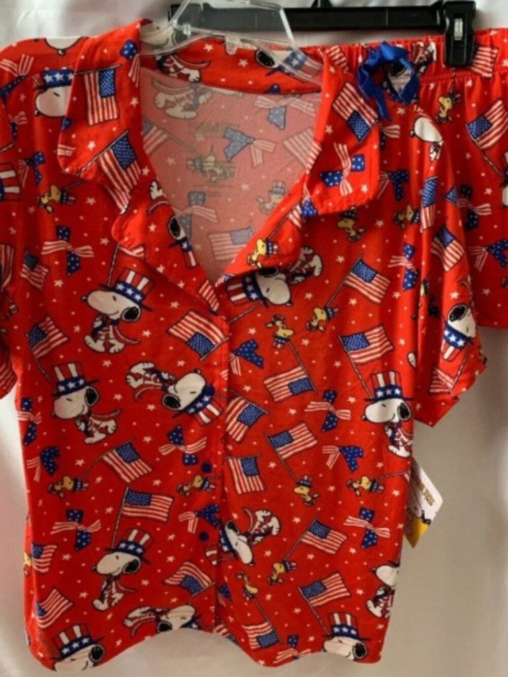 PEANUTS Snoopy & Woodstock America Pajamas Set Sz LARGE